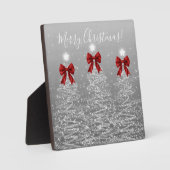 Plaque Photo Elegant Holiday Silver Christmas Trees Red Bows (Recto)