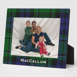 Plaque Photo Élégant Lit Bleu & Vert MacCallum Tartan Plaid