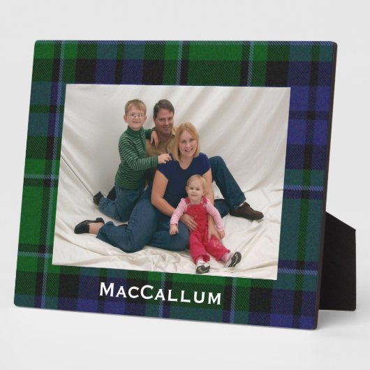 Plaque Photo Élégant Lit Bleu & Vert MacCallum Tartan Plaid (Côté)