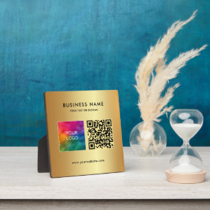 Plaque Photo Élégant Logo de texte personnalisé moderne Code QR