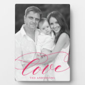 Plaque Photo Élégant Love Hot Pink Script Photo (Devant)