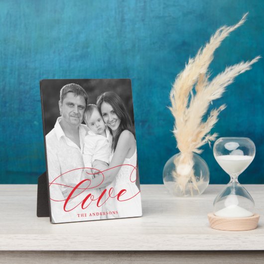 Plaque Photo Elegant Love Red Script Photo (Côté)
