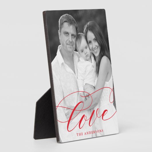 Plaque Photo Elegant Love Red Script Photo (Côté)