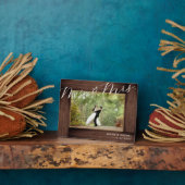 Plaque Photo Élégant M. & Mme. Script Mariage Rustique Photo (Côté)