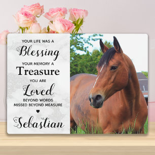 Plaque Photo Élégant Marble Horse Memorial Photo & Poem