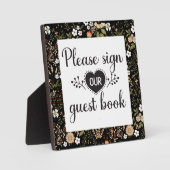 Plaque Photo Élégant Mariage campagnard noir Livre d'or (Recto)