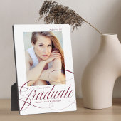 Plaque Photo Élégant Maroon Calligraphie