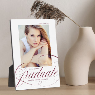 Plaque Photo Élégant Maroon Calligraphie