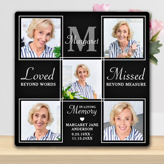 Plaque Photo Elegant Memorial 5 Photo Collage Remembrance 