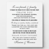 Plaque Photo Élégant message de Merci invité Mariage noir (Devant)