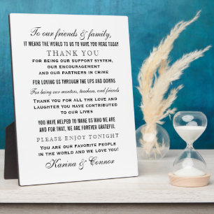 Plaque Photo Élégant message de Merci invité Mariage noir