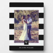 Plaque Photo Élégant Monogramme à rayures noir et blanc (Devant)