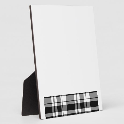 Plaque Photo élégant motif en plaid blanc noir (Côté)