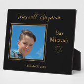 Plaque Photo Elégant noir personnalisé Bar Mitzvah Photo (Côté)