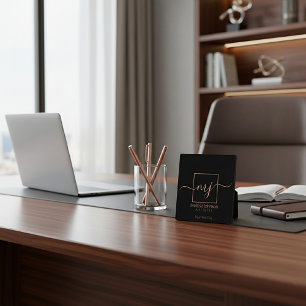 Plaque Photo Elégant or Rose sur noir