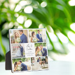 Plaque Photo Élégant photo de mariage récent Collage Mariage An<br><div class="desc">Ce magnifique cadeau photo mariage de couple marié récemment marié comporte un agencement élégant de 6 photos mariages sur un arrière - plan blanc avec le nom, l'emplacement et la date du couple marié. Un magnifique collage photo pour le mariage des jeunes mariés ou pour un anniversaire de mari ou...</div>