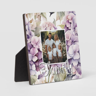 Plaque Photo Elegant pink purple watercolor hydrangeas 