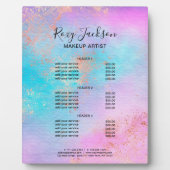 Plaque Photo Elégant rose de maquillage d'aquarelle or (Devant)