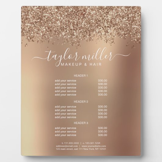 Plaque Photo Elégant rose or parties scintillant maquillage & c (Devant)