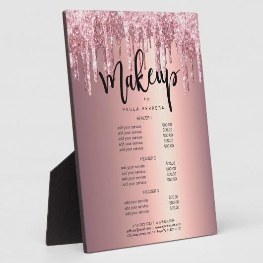 Plaque Photo Elégant rose parties scintillant or gouttes servic (Côté)