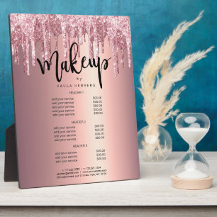 Plaque Photo Elégant rose parties scintillant or gouttes servic