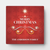 Plaque Photo Elégant sapin de Noël rouge étoiles or désir moder (Devant)