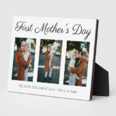 Plaque Photo Élégant Script First Mother's Day Photo Collage (Côté)