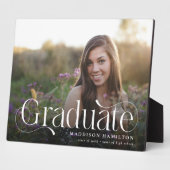 Plaque Photo Élégant Script Graduate Photo Keepsaké Graduation (Côté)