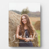 Plaque Photo Élégant Script "Graduate" Photo personnalisée (Devant)