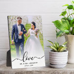 Plaque Photo Élégant Script Love Mr. & Mme Mariage Photo<br><div class="desc">Love Elegant Script Mr. & Mme Mariage Photo Plaque</div>