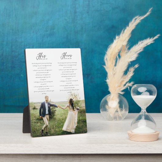 Plaque Photo Élégant ses et ses Mariages Vows Minimal Photo (Côté)
