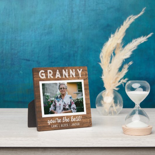 Plaque Photo Elégant Simple Rustique Bois Granny Photo personna (Insitu)