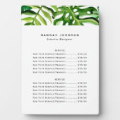 Plaque Photo Elégant Tropical Interior Designer Tarification (Devant)