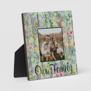 Plaque Photo Elégant vert fleurs sauvages d'aquarelle