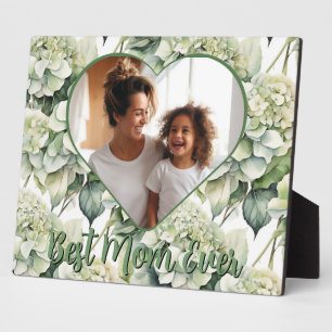 Plaque Photo Élégant vert floral Best Mom Ever modèle photo