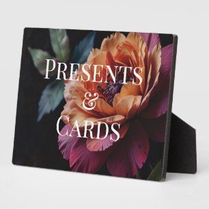 Plaque Photo Elégant vintage peachy rouge floral moody boho