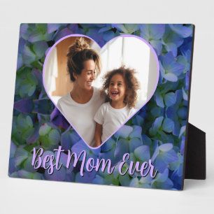 Plaque Photo Elégant violet bleu floral Best Mom modèle photo