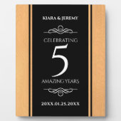 Plaque Photo Élégante 5ème anniversaire de Mariage de bois (Devant)