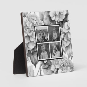 Plaque Photo Elégante aquarelle blanche gris noir floral