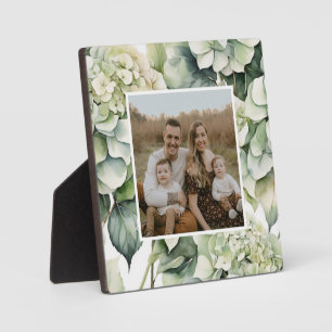 Plaque Photo Elégante aquarelle blanche vert hydrangée florale