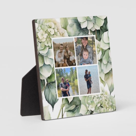 Plaque Photo Elégante aquarelle blanche vert hydrangée florale (Recto)