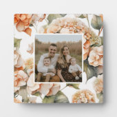 Plaque Photo Elégante aquarelle blanche vert orange boho (Devant)