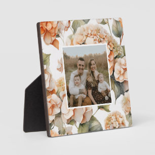 Plaque Photo Elégante aquarelle blanche vert orange boho