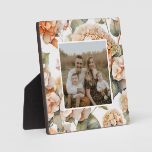 Plaque Photo Elégante aquarelle blanche vert orange boho