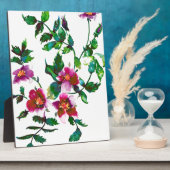 Plaque Photo Elégante aquarelle moderne fleur sauvage rose fonc (Côté)