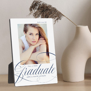 Plaque Photo Élégante Calligraphie de marine Script Graduation 