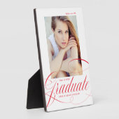 Plaque Photo Élégante calligraphie rouge Script Graduation Phot (Côté)
