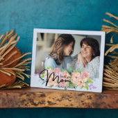 Plaque Photo Élégante Fleur Script Love You Mom Photo (Côté)