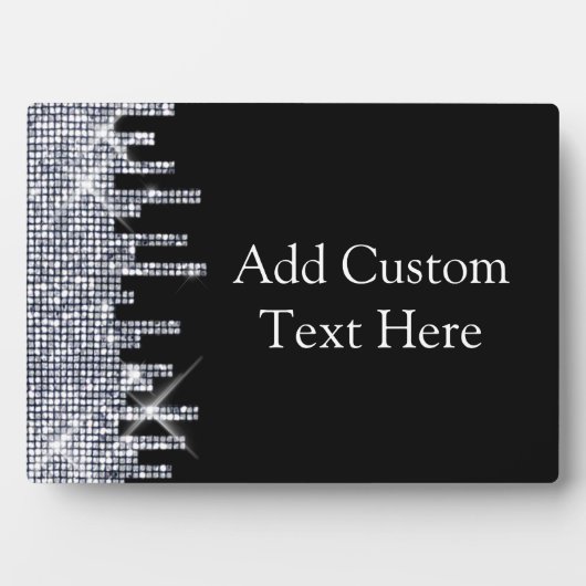 Plaque Photo Élégante Glitterie Noir/Argent Glamour (Devant)