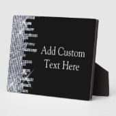 Plaque Photo Élégante Glitterie Noir/Argent Glamour (Côté)